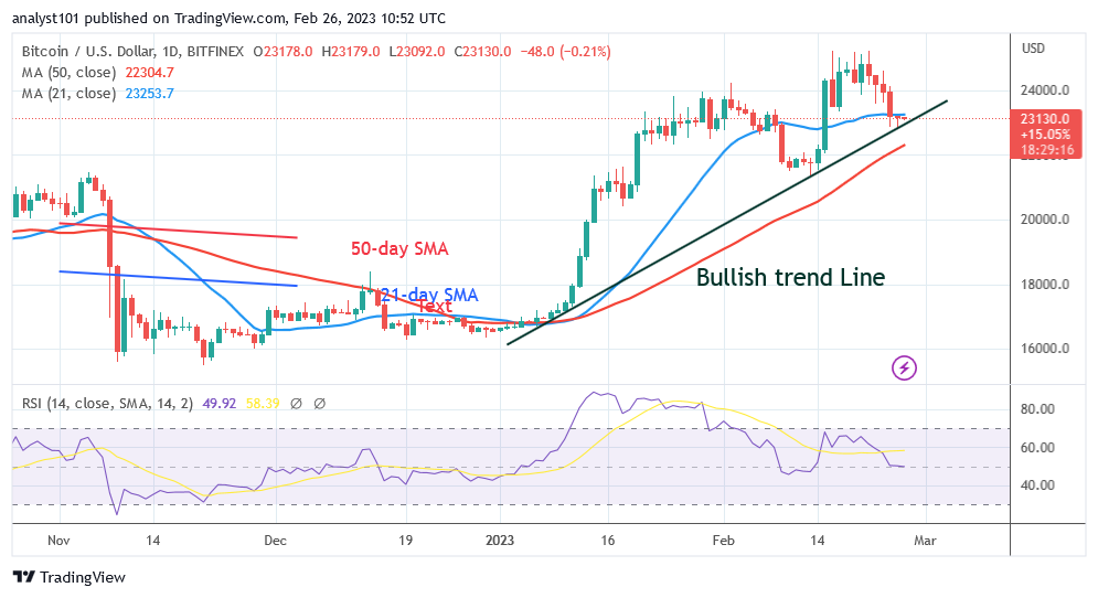 Bitcoin Price Prediction for Today February 26 BTC Remains over the $23000 Mark