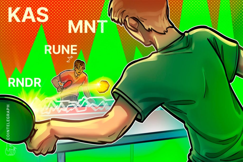 Bitcoin price surge toward $40K boosts sentiment in KAS RUNE MNT and RNDR