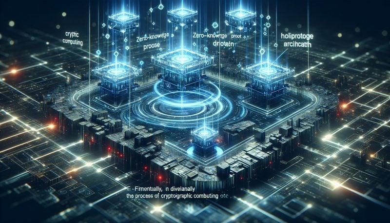 Conceptual image of a futuristic digital network with zero knowledge proof nodes related to the Lagrange crypto startup