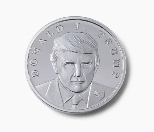 Trump debuts exclusive silver coindesigned by Trump minted in America